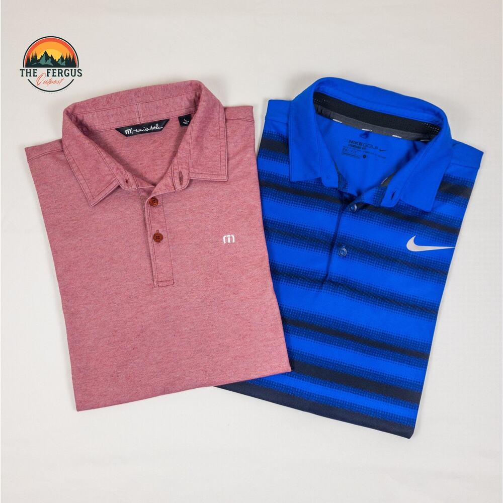Set Of Nike & Travis Matthew Polo Shirts Performance Dri Fit Golf Men Size Large